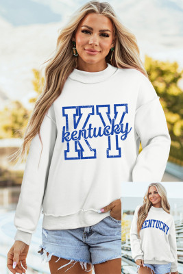 White Kentucky Graphic Mock Neck Reversible Sweatshirt LC25321123-P1