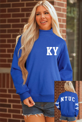 Dark Blue KY KENTUCKY Printed Mock Neck Sweatshirt LC25321389-P5