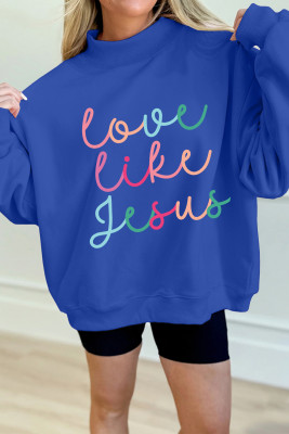 Dark Blue Love Like Jesus Mock Neck Sweatshirt LC25321435-P5