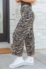 Gray Zebra Stripe Printed Wide Leg Barrel Jeans