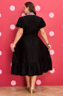 Black Leopard V Neck Patchwork Smocked Waist Plus Size Ruffled Dress