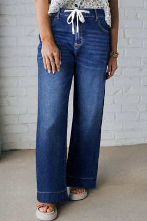 Blue Acid Wash Contrast Lace-up Plus Size Jeans PL787334-P305