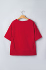 Racing Red GEORGIA Letter Printed Raw Seam Drop Shoulder Loose Tee