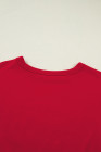 Racing Red GEORGIA Letter Printed Raw Seam Drop Shoulder Loose Tee