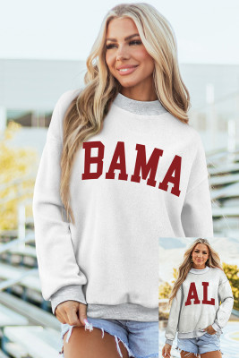 Light Grey AL/ BAMA Double Side Printed Mock Neck Reversible Sweatshirt LC25321385-P1011