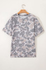 Multicolour Retro Camouflage Print Womens Casual T Shirt