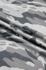 Green Retro Camouflage Print Raw Edge V Neck Tee