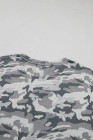 Green Retro Camouflage Print Raw Edge V Neck Tee