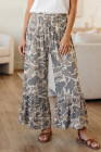 Multicolour Camo Print Wide Leg Casual Pants