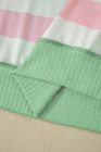 Pink Stripe Exposed Seam Ribbed Patchwork Oversized Tee