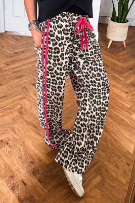 Rose Side Stripe Leopard Wide leg Trousers LC7714660-P620